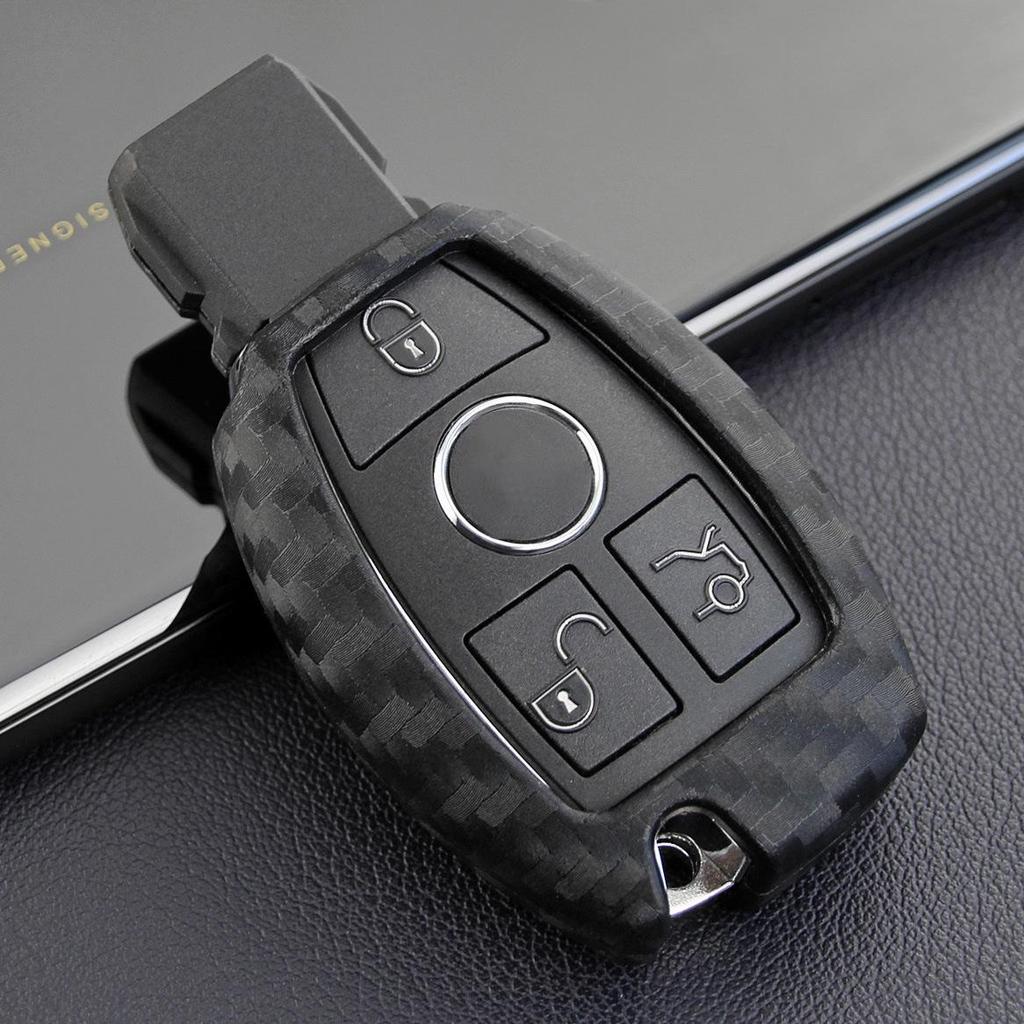 Silicone Carbon Fiber Key Case for Mercedes-Benz C-Class, C200L, GLC260, GLK300