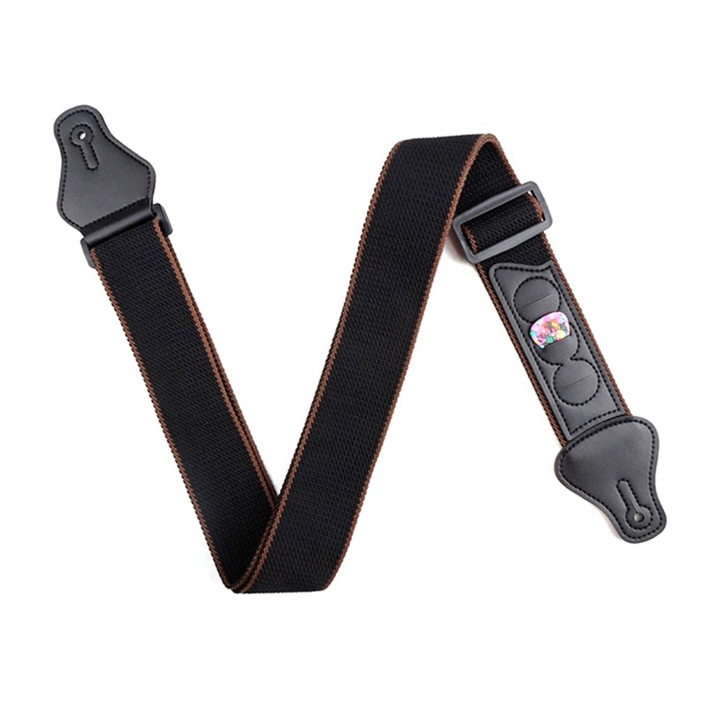 Хлопковый ремень для гитары, ремень из чистого хлопка для фолк-гитары и электрогитары, с ремешком-скроллом, 5 медиаторами и 2 резиновыми фиксаторами для ремня