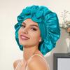 Satin Hair Bonnet for Sleeping Women Double-Layer Faux Silk Cap with Tie Curling