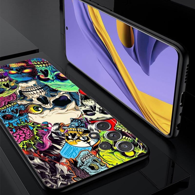 Skeleton Skull Phone Case for Samsung Galaxy A55 A35 A17 A07 A15 A13 A25 A51 A71 A72 A73 A32 A52 A52S A41 5G Soft TPU Shell Bags
