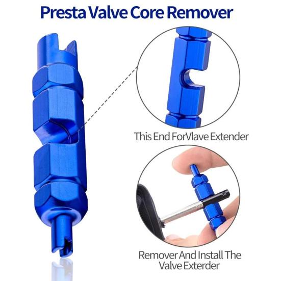 Bicycle Valve Core Remover Tool Aluminum Alloy Bike Valve Core Tightening Wrench for Presta for Schrader Valve Stem Core Remover Repair Tool