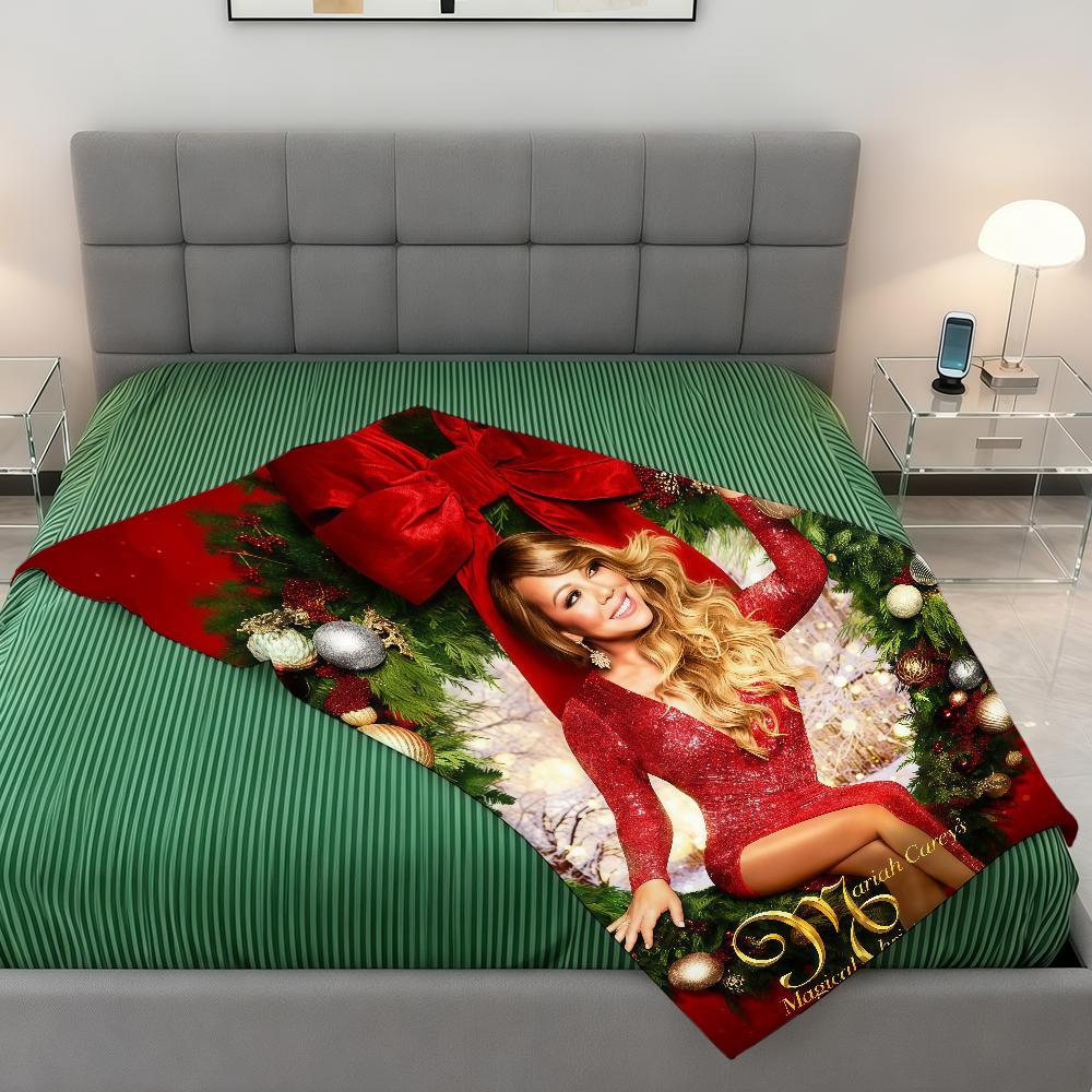 Singer M-Mariah C-Carey Merry Christmas Blanket Super Warm Comfortable Plush Throw Blanket Child Home Sofa Bedroom Gift