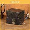 Vintage Style Chinese Wooden Square Storage Box With Lock For Desk Organizer