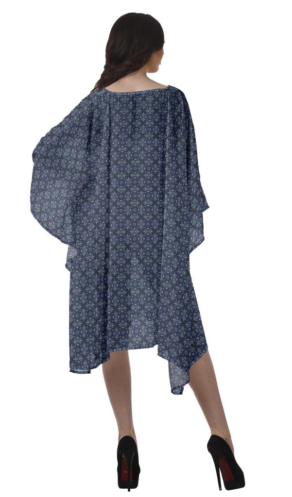 Moomaya Georgette Short Caftan Midi Dress Beach Swimwear Cover Up Womens