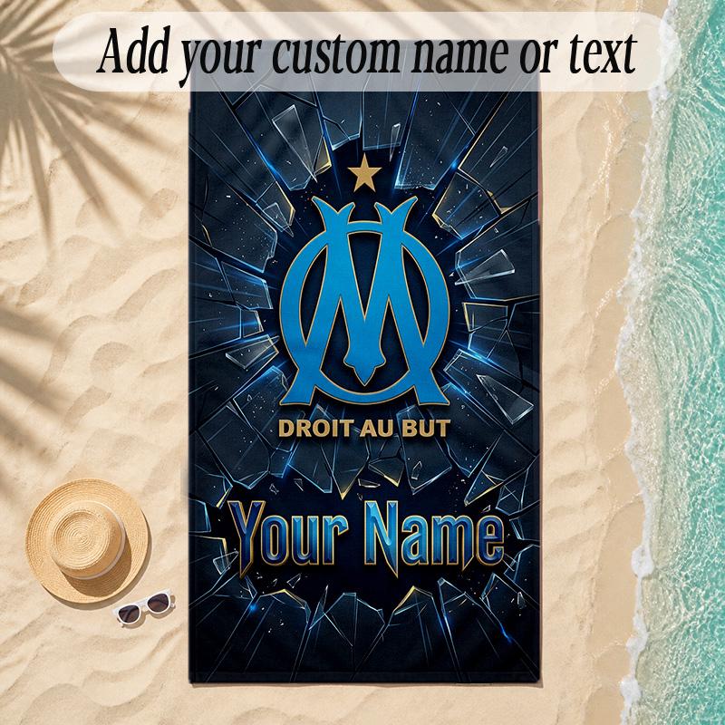 Beach TowelOlympique Marseille FC Custom Name Text Personalized Soft Towel for Beach Pool Indoor Home Decor Gift