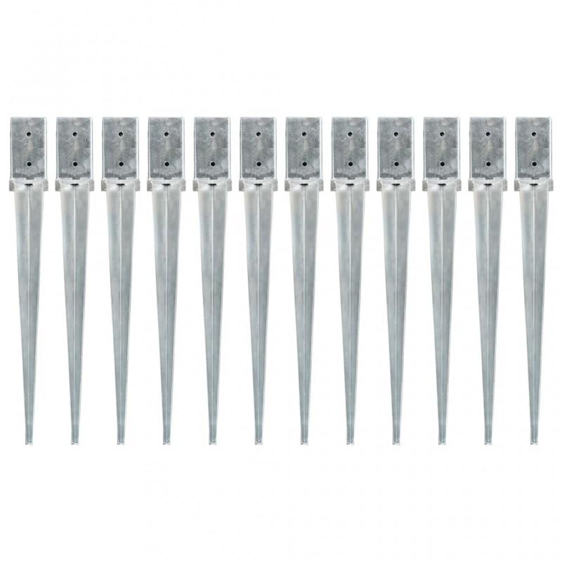 Day and Night - Day and Night Ground Spikes 12 Pcs Silver Galvanized Steel 8x8x76 Cm
