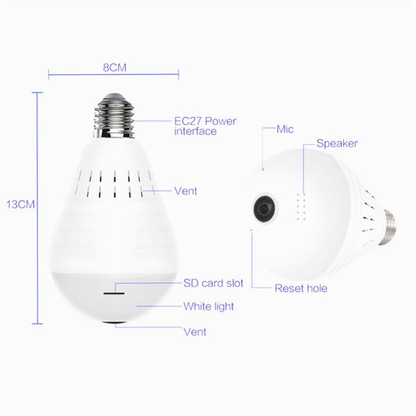 960P Wi-Fi Панорамная камера Лампа 360 градусов «рыбий глаз» Беспроводная домашняя безопасность Видеонаблюдение Night V