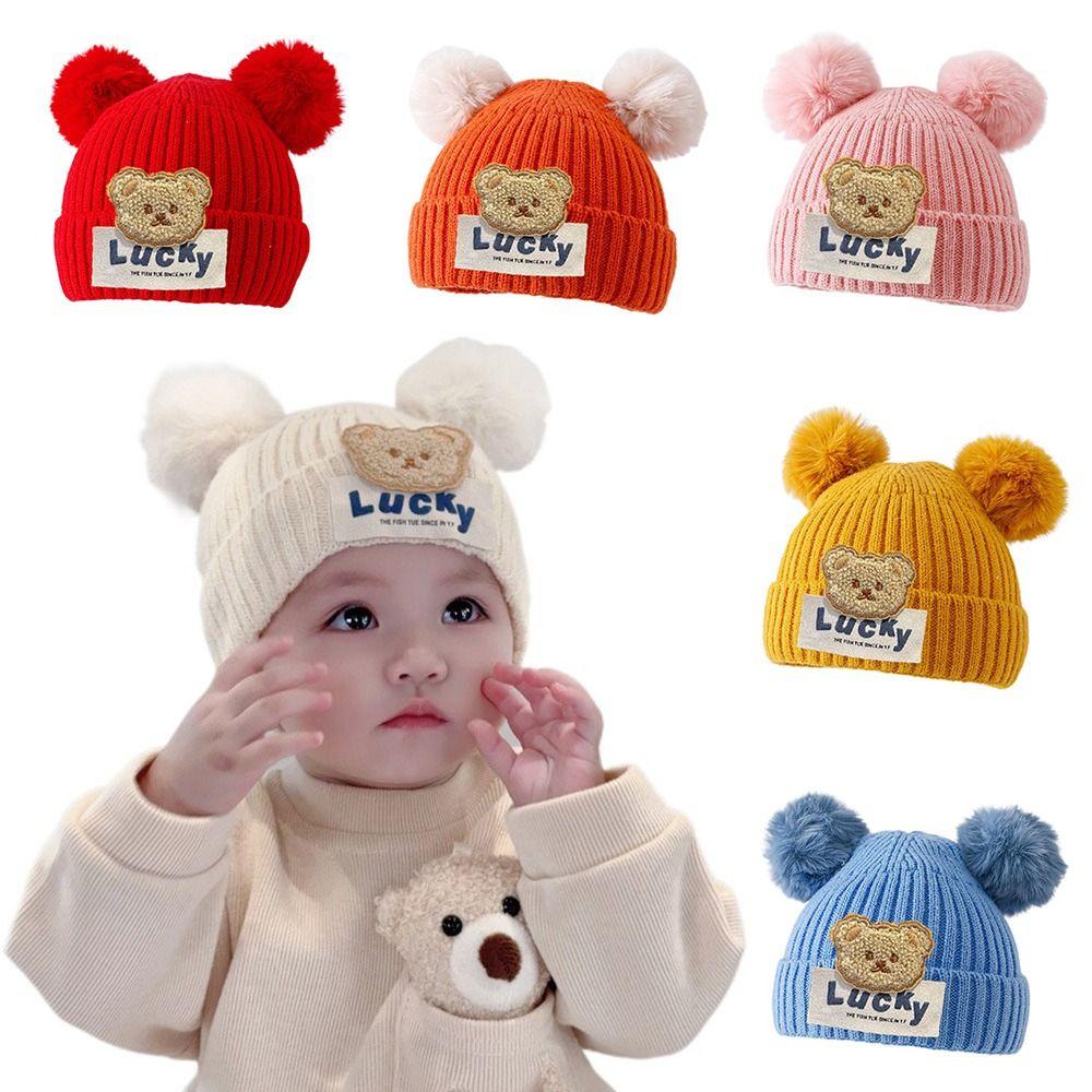 Winter Newborn Ear Protection Hat Warm Children Earmuffs Cap Cute Baby Beanies with Pop