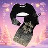 Girls Cartoon 2 Piece Outfits, Long Sleeve Crop Top + Spaghetti Strap Bodycon Dress, Christmas Snowflake Print Party Dress Set