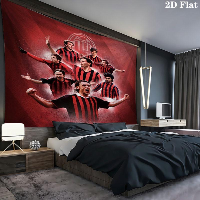 AC Milan Wall Tapestry Aesthetic Wall Hanging Printed Fabric Blanket Decorative Tapestries for Bedroom Living Room Home Decor