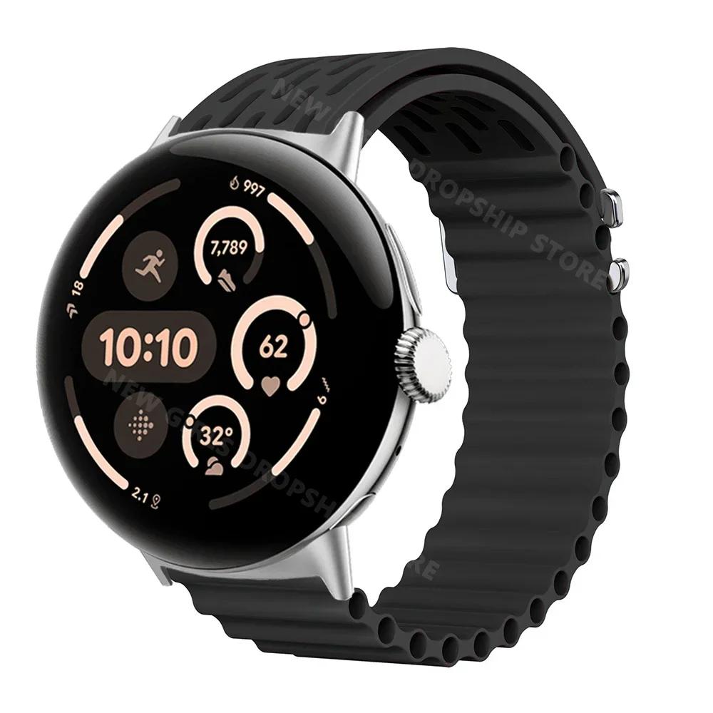Мягкий силиконовый ремешок-петля для Google Pixel Watch 3 45 мм Спортивный ремешок цвета океана для Google Pixel Watch 3 45 мм Мужской дышащий браслет