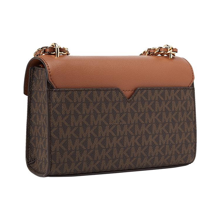 New MICHAEL KORS Rose Leather Shoulder Bag, Crossbody Bag Small Women's Dark Brown & Acorn Brown 35T0GXOC1B-200