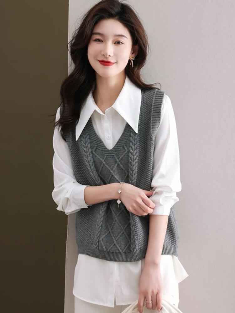 Жилет с V-образным вырезом, свободный свитер без рукавов в винтажном стиле, женская одежда