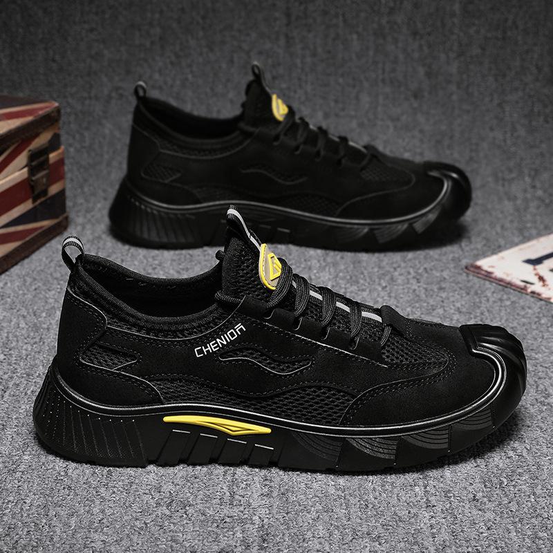 2025 мужская обувь весна новая сетчатая дышащая повседневная рабочая обувь модная универсальная обувь для строительства грязеотталкивающая сетчатая обувь