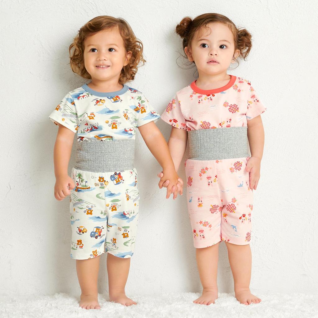 MIKIHOUSE HOT BISCUITS Short Sleeve Pajamas for Boys and Girls, Baby, Kids, Pink, 120cm, 70-7334-141