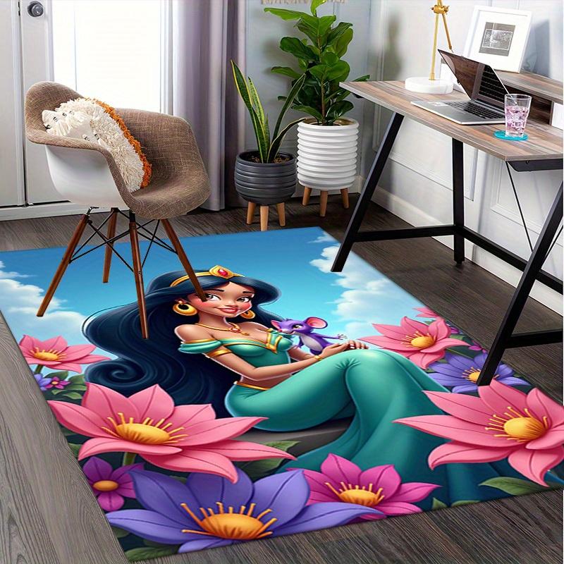 3D Printed Princess,Jasmine,Garden Anti-Slip Rug - Machine Washable Office Rug for Living Room, Bedroom, Office - Multiple Sizes