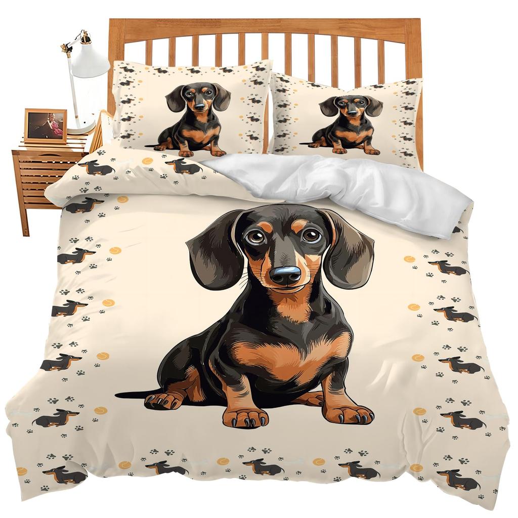 Dog Duvet Cover Set Cute Pet Puppy Animal Design Bedding Set With Zipper Adults Kids Bedroom Single Double Queen Comforter Cover