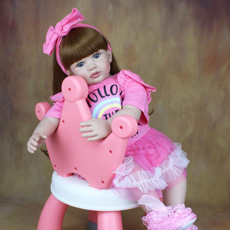 BZDOLL 60 см 24 дюйма Кукла Реборн Девочка Мягкий Винил Малышка с Мягким Тканевым Телом Принцесса Малыш Бебе Прекрасный Ребенок Рождественский Подарок