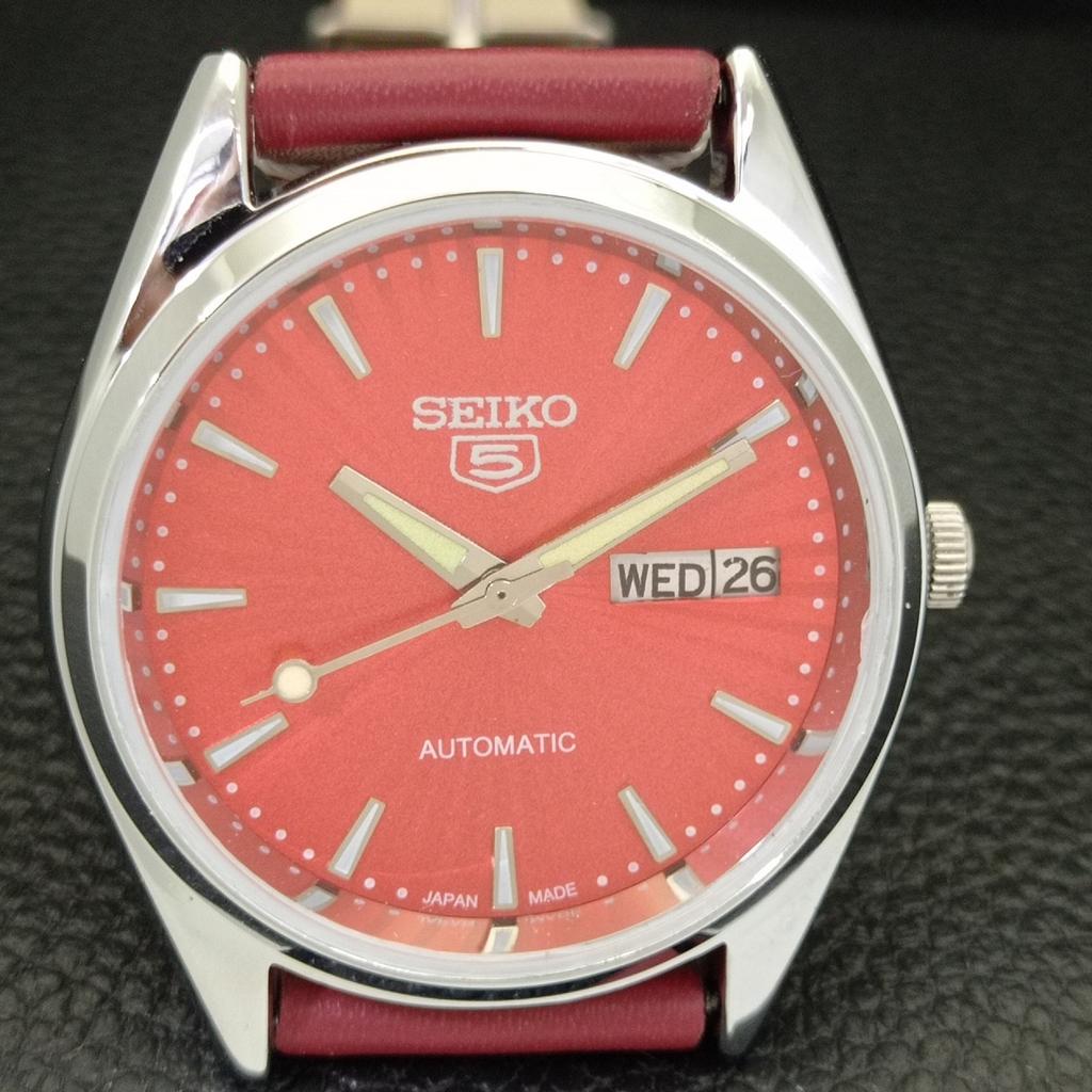 АВТОМАТИЧЕСКИЕ 6309A ВИНТАЖНЫЕ ВОССТАНОВЛЕННЫЕ SEIKO 5 ЯПОНИЯ МУЖСКИЕ ЧАСЫ С КРАСНЫМ ЦИФЕРБЛАТОМ a701710-5