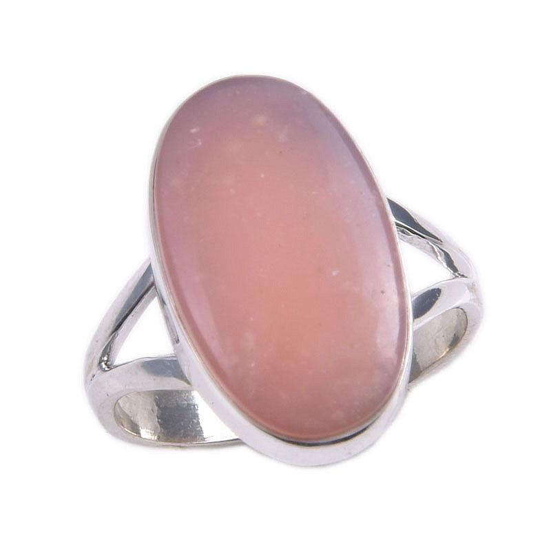 Natural Pink Opal Gemstone 925 Solid Sterling Silver Jewelry Ring Size 7 J9J06