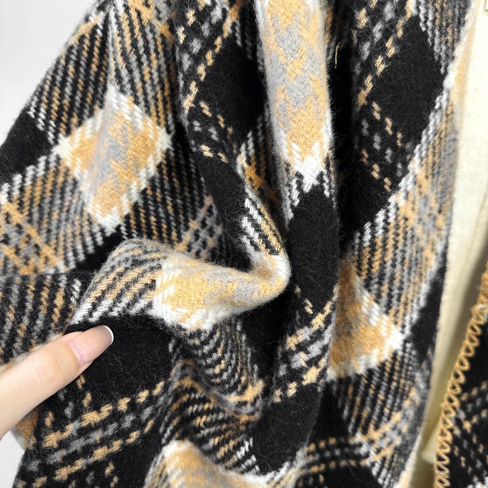 New Triangular Scarf Ralph Old Money Style Maillard Shawl Scarf Women's Winter Coffee Colored Scarf Plaid Shawl