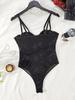 Alluring Lace Patchwork Cutout Bodysuit - Slim Fit Sling Vest