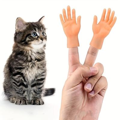 6 шт. Забавная игрушка для кошек Маленькие перчатки Напальчник для кошки Мини-модель руки Силиконовые маленькие перчатки Инструменты для массажа кошек Игрушка для домашних кошек