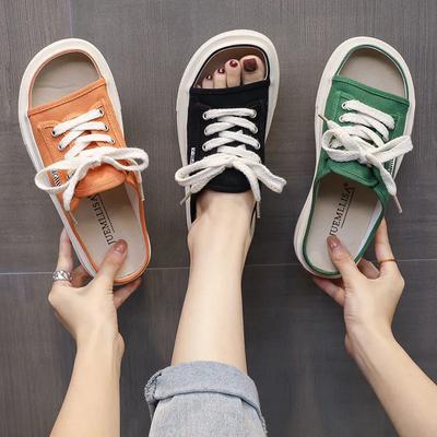 Корейская версия холщовых женских тапочек для ношения модных универсальных нескользящих комфортных универсальных тапочек с увеличением размера