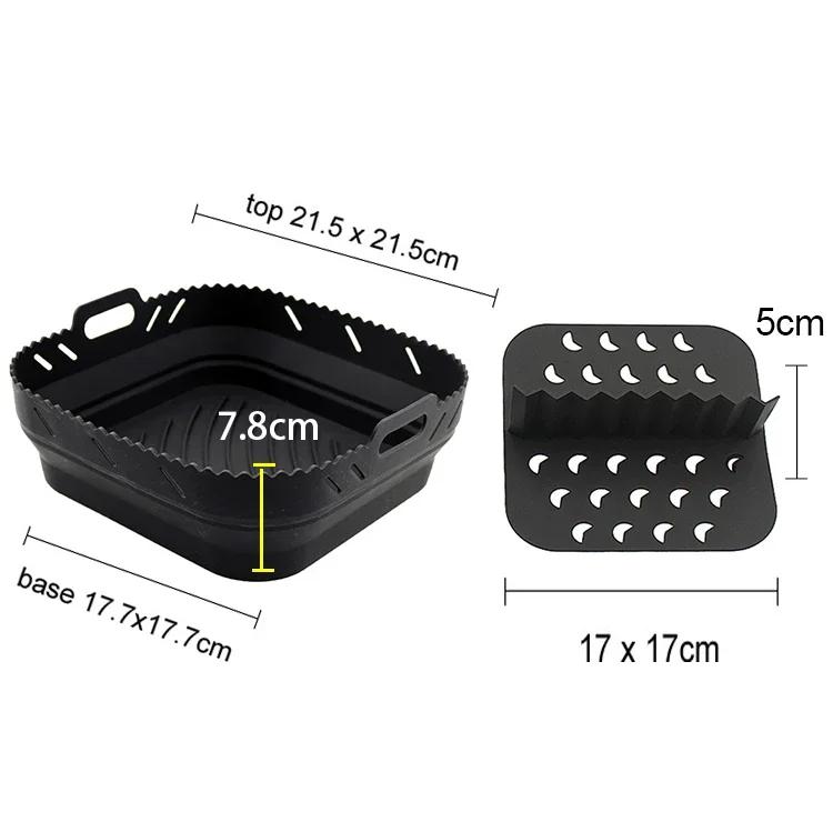 Air Fryer Silicone Basket Plate Square Reusable Air Fryer Cooking Accessories Foldable 20cm/22cm Airfryer Tool Baking Molds