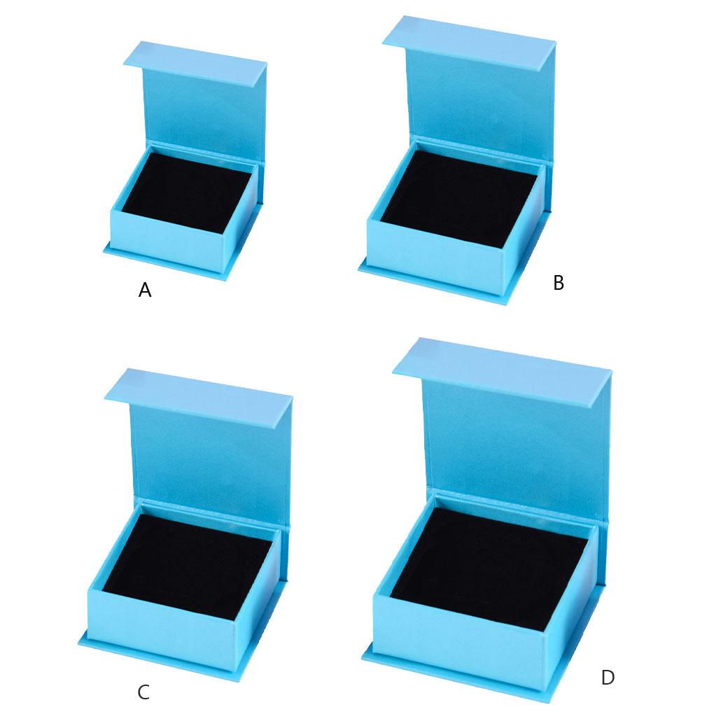 Картонная коробка для ювелирных изделий Органайзер для ожерелий Подарочная упаковка Дисплейные коробки Однотонный синий футляр для хранения и демонстрации