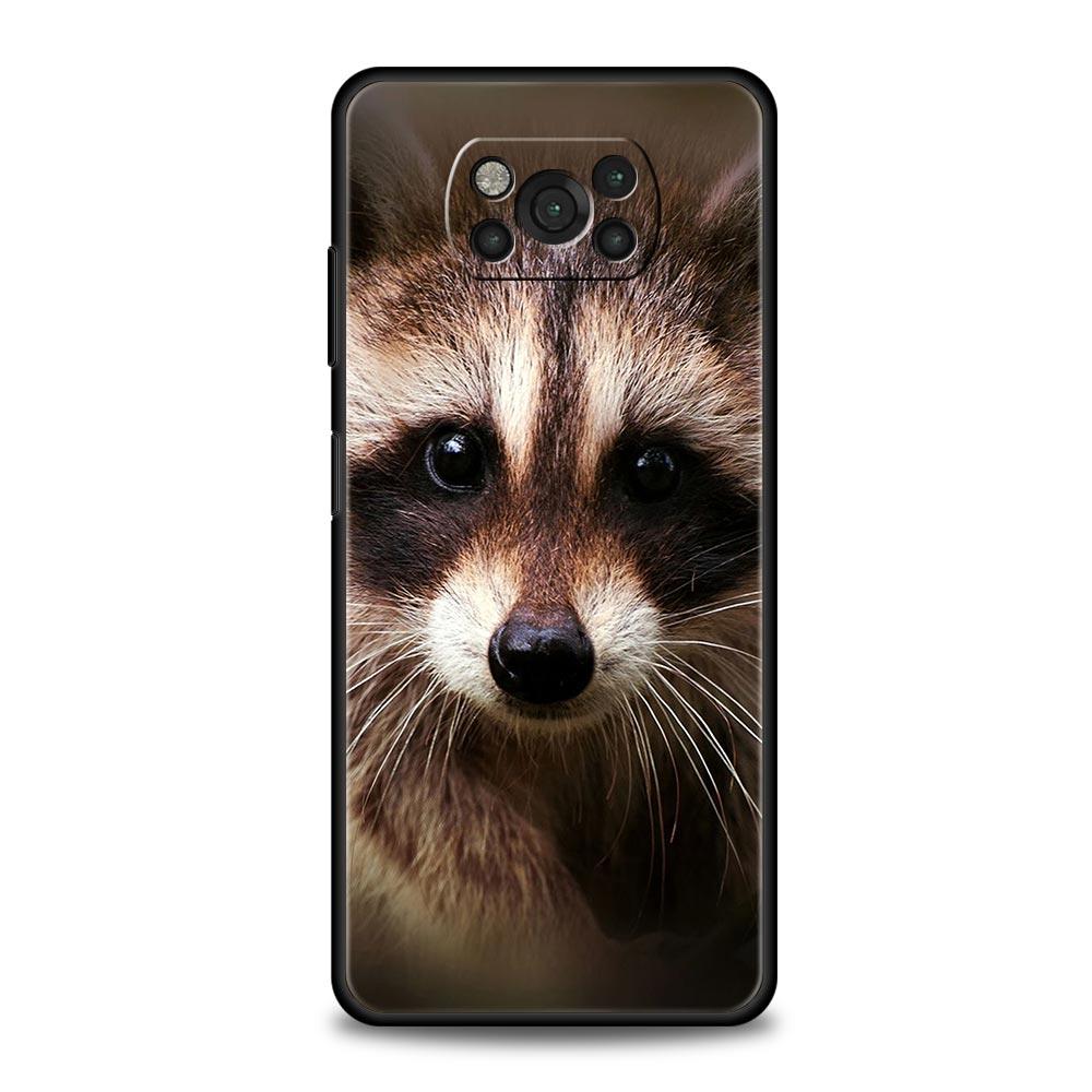 Phone Case for Xiaomi Poco F7 F6 F5 F4 F3 X7 X6 X5 X4 X3 NFC M4 C51 C55 GT 5G Soft TPU Cover Capas Cute Animal Raccoon Funda Bag