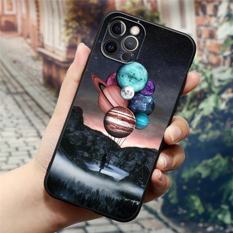 Чехол Apple «Ночное небо» для iPhone 11 12 13 Pro Max mini XS X XR 7 8 6 6S plus SE 2020, силиконовые чехлы с изображением космической планеты, Луны, звезд