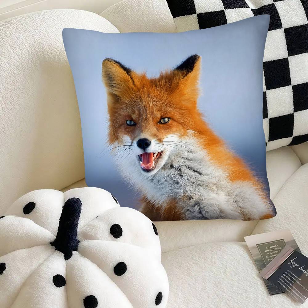 Cute Wild Fox Pillow Case Fashion Square Pillowcase Bedroom Sofa Room Ins Decoration Leisure