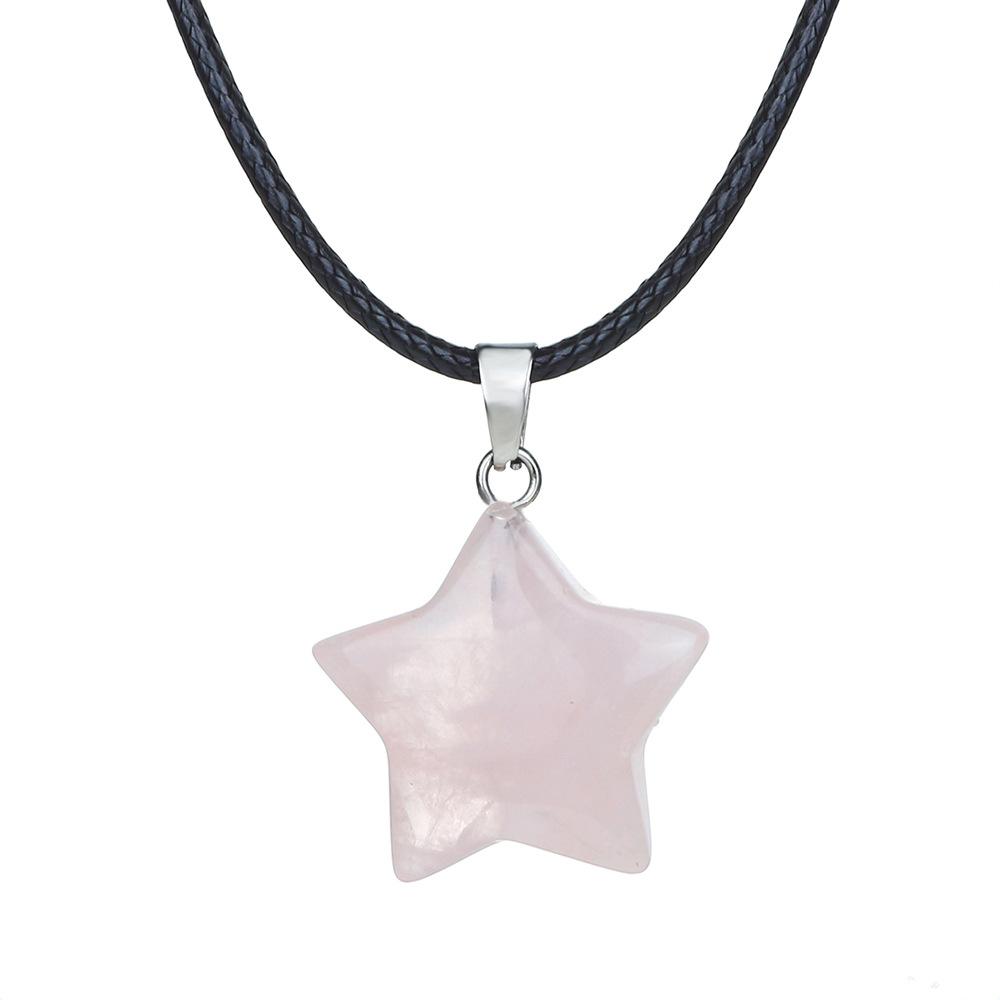 Natural stone star pendant, Xiuyu, blue patterned stone, pentagram necklace, jewelry