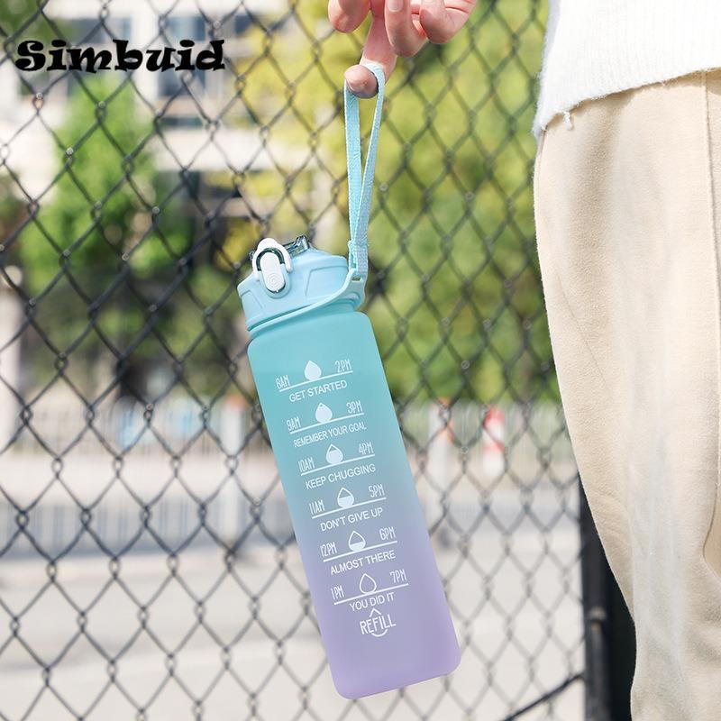 750ML Sports Water Bottle with Time Marker Leak-proof Cup Motivational Portable Plastic Water Bottle for Outdoor Sport Fitness