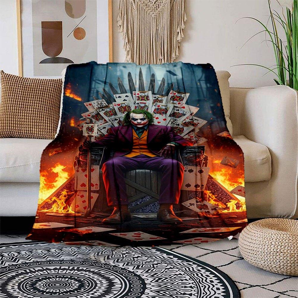 "Joker Throne Playing Cards Fantasy Art Print Poster"Blanket Flannel Throw Blanket for Sofa, Bed, Travel, Camping, Office