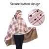Носимое клетчатое флисовое одеяло с пуговицами, многофункциональное теплое одеяло