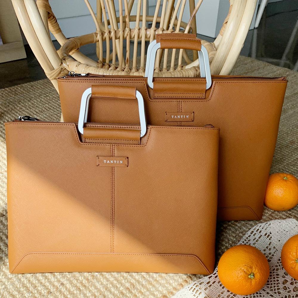 Tantin Taylor Men'S Leather Briefcase T11003 Tan / Large