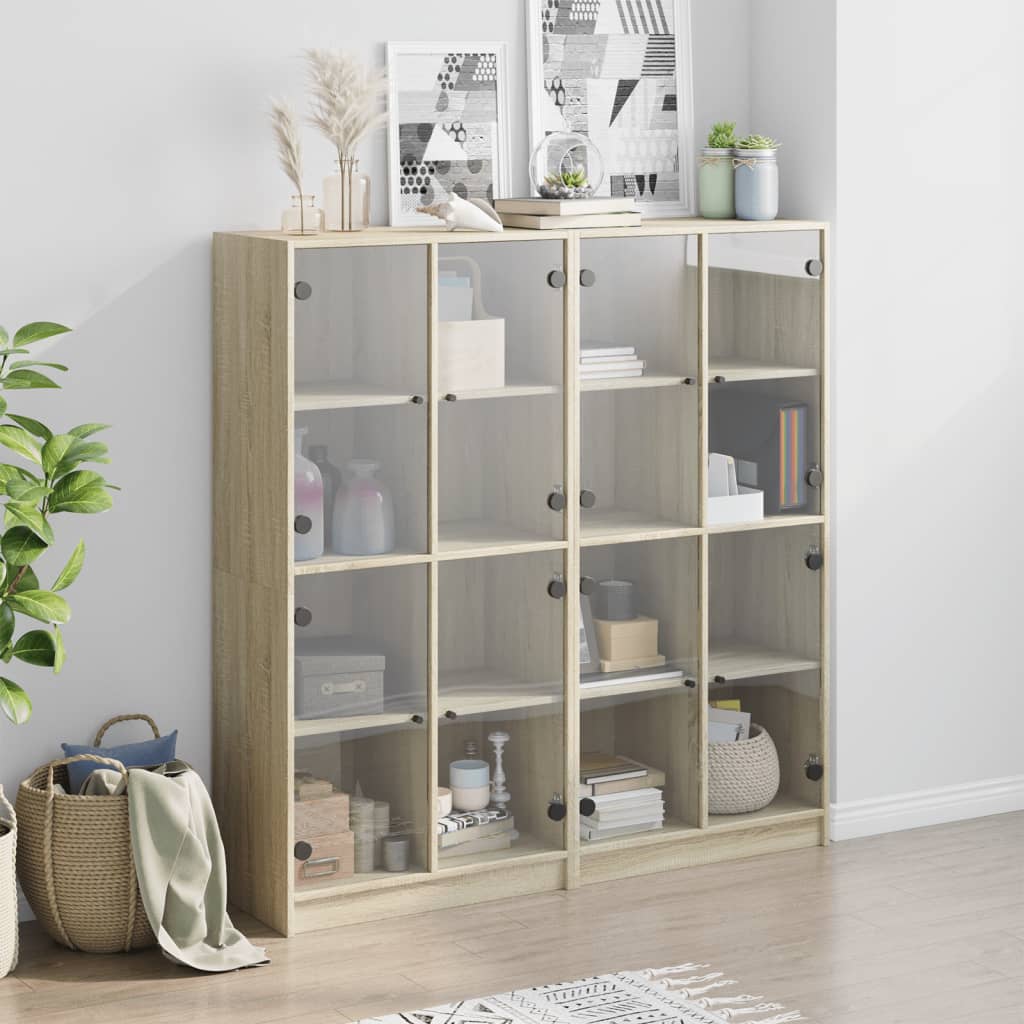 Vidaxl Biblioteczka Z Drzwiczkami, Dąb Sonoma, 136X37X142 Cm