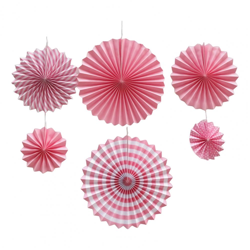 6Pcs Tissue Paper Lantern/Pom Poms Flower/Rosette Fans Paper Fan Wall Decoration Background Ceiling Hanging Ornaments