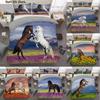 3D Комплекты Постельного Белья Пододеяльник Наволочка Покрывало на Кровать Размер King Queen Full Single Животное Лошадь Домашний Текстиль