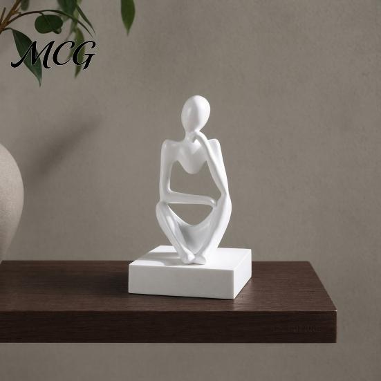Minimalist Art Statue Thinker Statue, Modern Abstract Sculpture, 3D Printed Home Office Decoration Collectible Figurine for Bookshelf Desktop