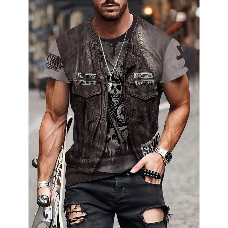 Поддельный жилет, куртка, узор, принт, футболки для мужчин, 3D, новинка, летний хип-хоп тренд, топ, мода, свободные, крутая уличная мужская одежда