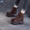 Retro Thick-soled Martin Boots for Women's Autumn and Winter, Small Inner Height Increase Handmade Original Short Boots