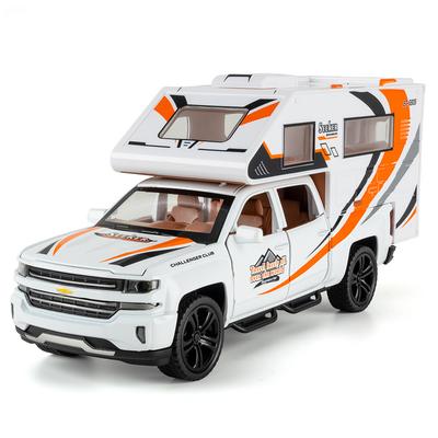 1/32 Chevrolet Silverado Автодом RV Модель автомобиля из сплава Звук и свет Детская игрушка Коллекционные предметы Подарок на день рождения