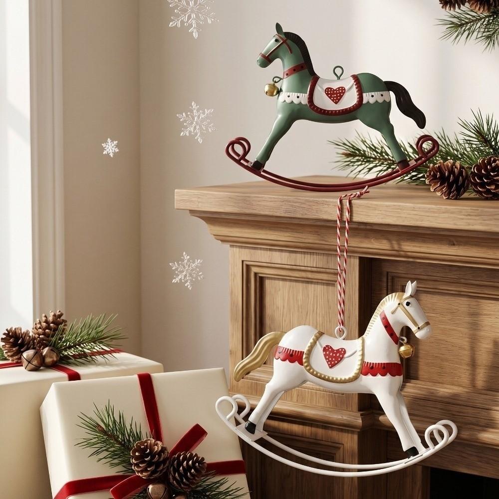 DIY Horse Hanging Iron Christmas Tree Decoration Rocking Horse Pendant Christmas Tree