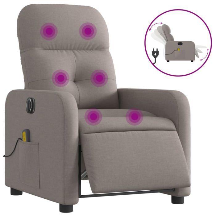 VidaXL Fauteuil de Massage Inclinable Électrique, Chaise de Relaxation avec Dossier et Repose-pied Réglables, Siège de Salon 3206793