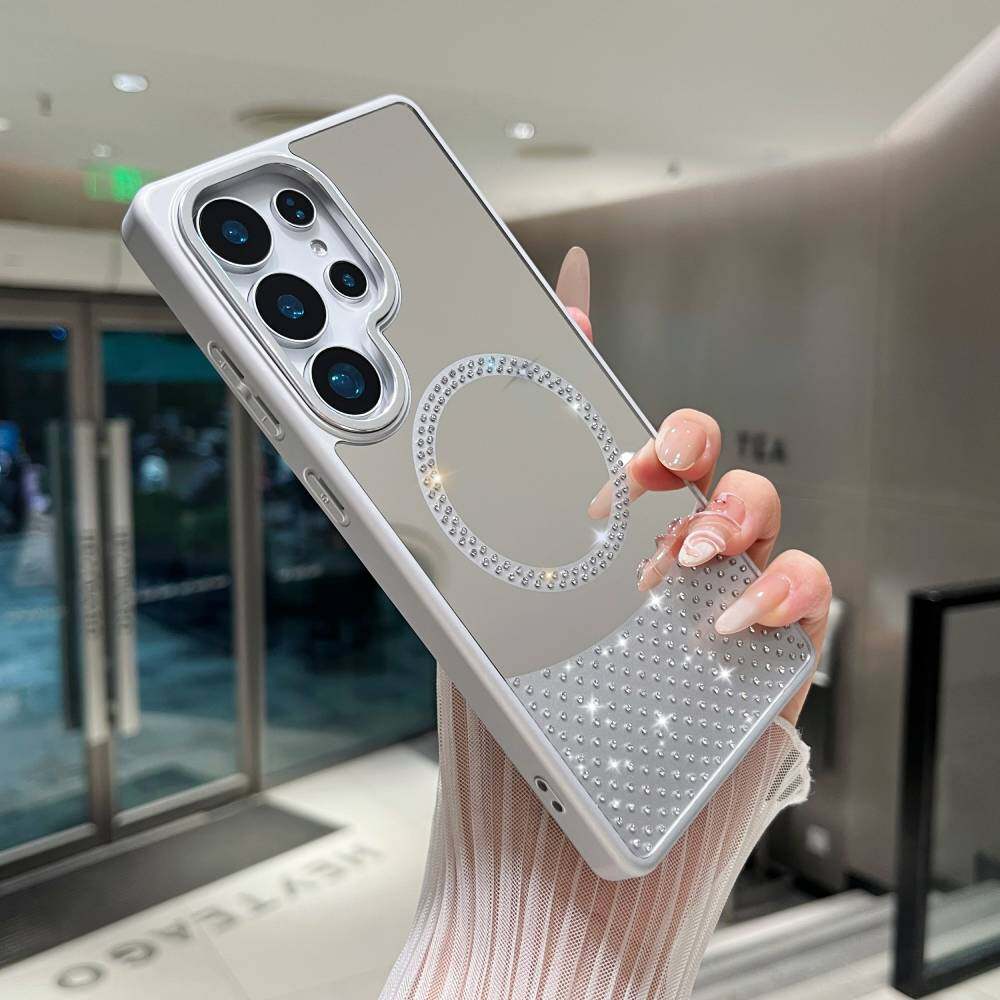 Зеркальный чехол для Samsung Galaxy A25 5G/ A35/ A55/A32/A26/A36/A56 MagSafe Magnetic Wireless Charger Fashion Makeup Candy Color Glitter Phone Cover