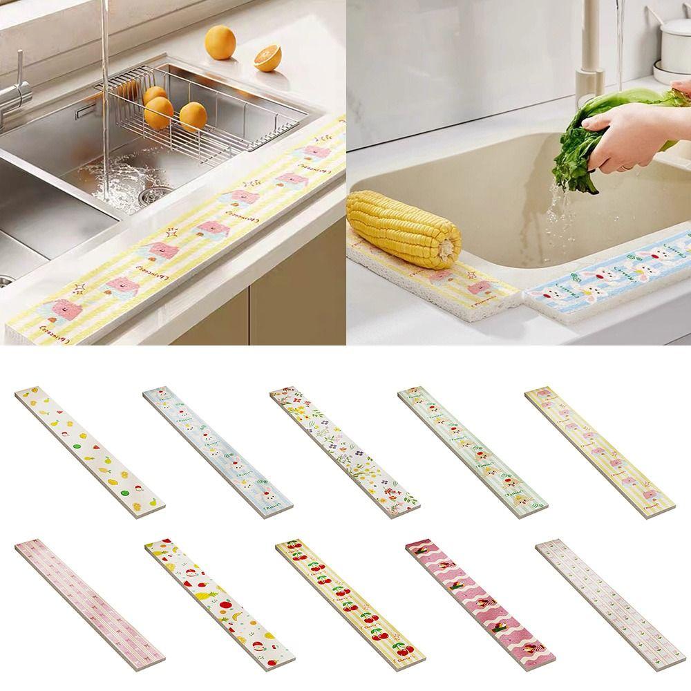 Cartoon Sink Countertop Absorbent Pad Splash-proof Cleaning Wiper Sponge Mat Kitchen Supplies
