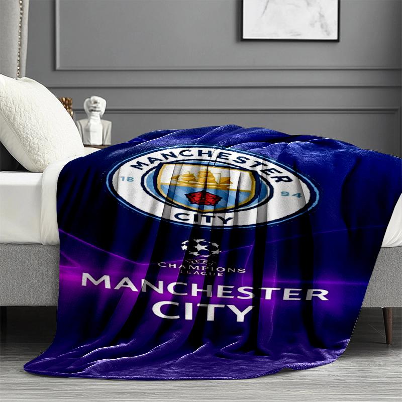 Manchester City FC Print Blanket - Soft & Comfortable, for Bedroom, Travel, Sofa, Home Decoration - Birthday Christmas Gift for Friend